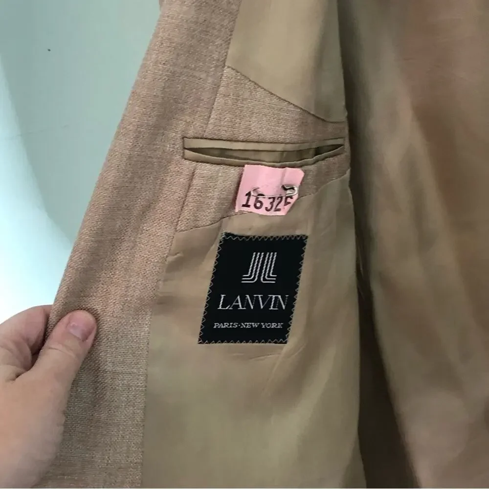 Vintage Lanvin wool blend beige natural unisex blazer sports coat 52R women’s XL